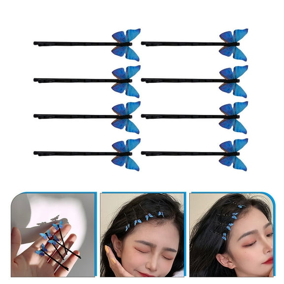 HAKIDZEL Butterfly Clips Blue Metal Fabric 8 2.1X0.8In Hair Accessories For Women Girls
