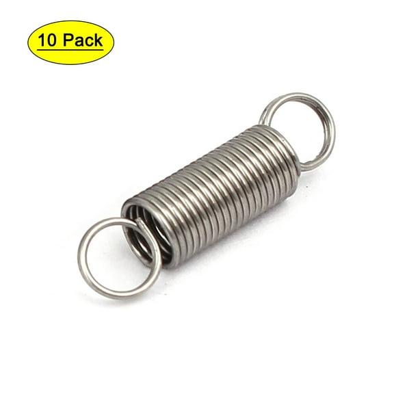 0.5mmx5mmx20mm 304 Stainless Steel Tension Springs Silver Tone 10Pcs