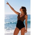 thumbnail image 4 of Women's Leopard & Zebra Print One Piece Swimsuit – Halter Cutout Lace Up Swimsuit, 4 of 6