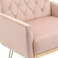 thumbnail image 6 of Accent Chair, Modern Fabric Upholstered Armchair with Metal Legs and Button Tufted Backrest, Leisure Single Sofa Chair with Square Armrest and Thicken Cushion for Living Room,Office, Pink, 6 of 7