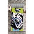 thumbnail image 3 of Ambesonne Pug Quilted Bedspread Set 2 Pcs, Pug with a Bow Tie, Twin Size, Apple Green Pale Blue, 3 of 3