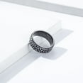 thumbnail image 2 of PAMTIER Men's Stainless Steel 8mm Personality Cool Handmade Irregular Moon Pit Pattern Biker Ring Non-mainstream Statement Ancient Silver Size 7, 2 of 5