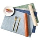 thumbnail image 1 of Juego de 4 manteles individuales de cuero - Protectores antideslizantes y resistentes al calor, lavables e impermeables para comedor en interiores y exteriores, 16,9x11,8 pulgadas (verde gris azul, 1 of 6