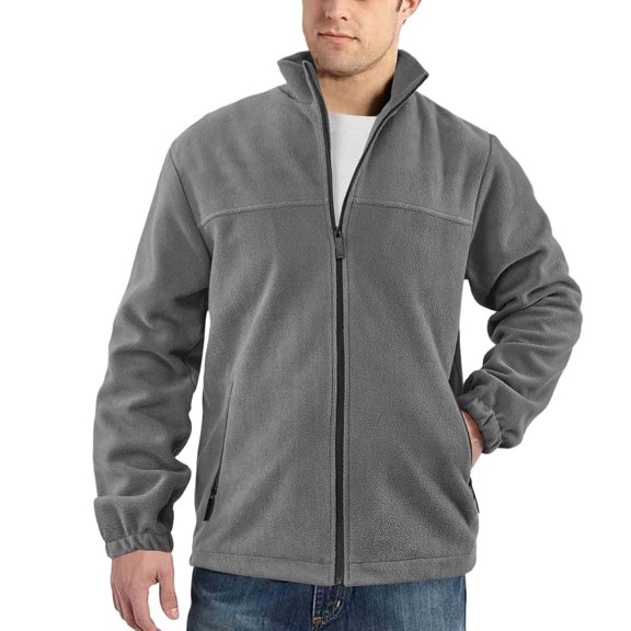 WRKEKC Windbreaker Jackets for Men Collarless Casual Outdoor Zip Solid Long Sleeve Versatile Zipper Pockets Outerwear Jacket Coat