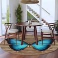 thumbnail image 4 of 7ft Washable Round Rug, Blue Butterfly Non-Slip Circle Area Rug for Living Room Dining Room, Vintage Brown Wood Grain Retro Bug Indoor Floor Mat for Home Decor, 4 of 9