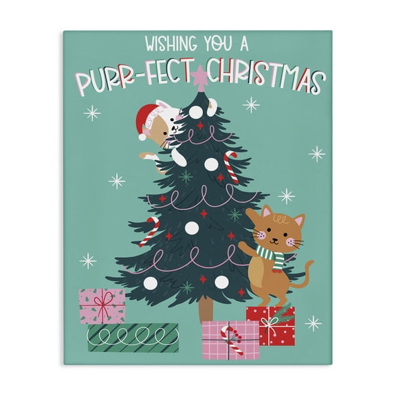 Stupell Industries Bohemian Purr-Fect Christmas Tree Canvas Art, 16 x 20, by Angela Nickeas