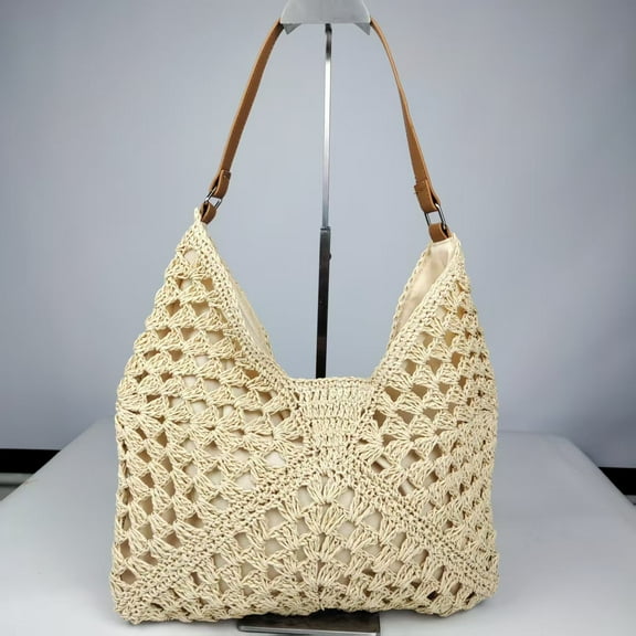 Summer Bestseller Handmade Straw Tote Bag - Stylish Crochet Shoulder Bag, Large Capacity Bucket Bag for Casual Beach Vacation Use
