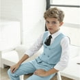 thumbnail image 3 of YuanLu Boy's Formal Suit Set 3 piece Slim Fit Kids Tuxedo Suits for Wedding Teen Toddler Boy Dress Suit Outfit, 3 of 5