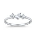 thumbnail image 4 of Stacking Three Stone Pear Fashionable Cubic Zirconia Ring Band 925 Sterling Silver Size 4, 4 of 7