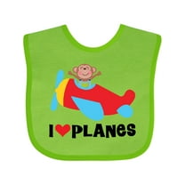 Inktastic Airplane I Love Planes Boys Baby Bib