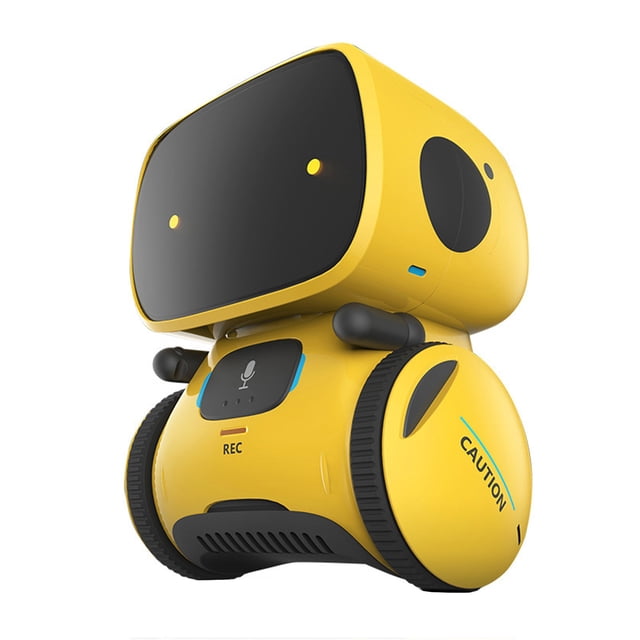 Yellow Smart Robot Toy For Kids Interactive Touch Control Cute Voice Recording Mode Dancing Robot With Three Color Eyes Yellow