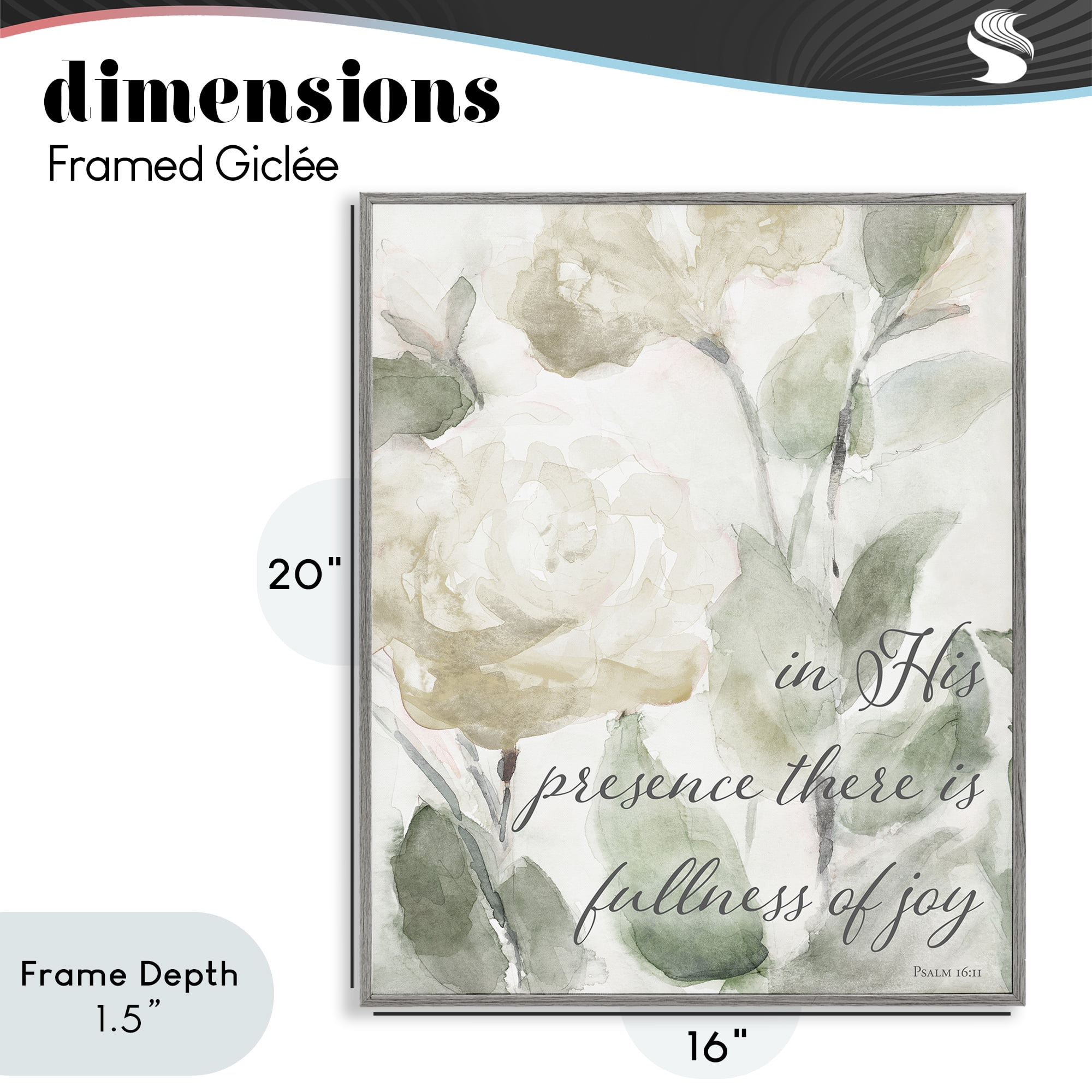 Stupell Industries His Presence Floral Scripture Gray Framed Giclee Art, design by Lanie Loreth