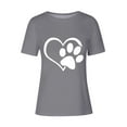 thumbnail image 4 of Lilgiuy National Pet Day Dog Paw Love Print Women T Shirts Casual Solid Color Short Sleeve Summer Mama Tee Tops Soft Loose Basic T-Shirts for Womens Graphic Blouse(Gray,M), 4 of 4
