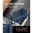 thumbnail image 3 of IBAOLEA Compatible with AirPods Pro Case, Secure Lock Clip Full Body Shockproof Hard Shell Protective, Carbon IBAOLEA Case Cover with Keychain for AirPod Pro (2019), Black Blue, 3 of 7