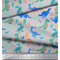 thumbnail image 2 of Soimoi Gray Rayon Crepe Fabric Balloon & Dinosaur Kids Printed Fabric 1 Yard 46 Inch Wide, 2 of 3