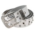 thumbnail image 2 of Cinturones de Cuero para Mujer con Cristales de de Imitación con de de Imitación Occidentales Blanco Baoblaze Cinturón de cristal para mujer, 2 of 8
