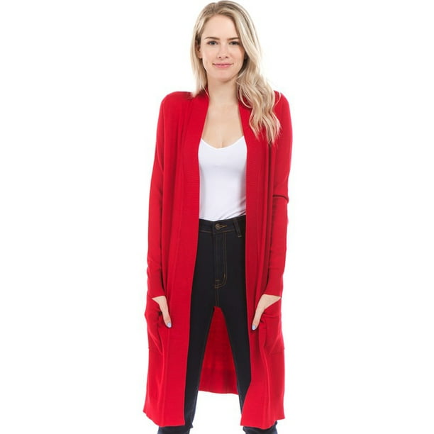 Cardigan ligero tejido con bolsas color Rojo AMAD Casual para mujer Talla XL