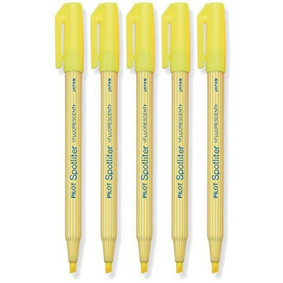 Pilot Spotliter Fluorescent Highlighters, Chisel Tip, Yellow 5-PACK(45011)