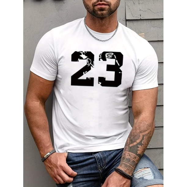 Camiseta con estampado 23 de moda para hombre: elegante camiseta de manga corta con cuello redondo para disfrutar al aire libre en verano. y para el tiempo libre.