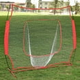thumbnail image 3 of 7'×7' Baseball Softball Practice Net, Hitting Batting Catching Pitching Training Net with Carrying Bag, Metal Bow Frame, Practice Equipment Batting Soft Toss Pitching for Teens Children, Red, Q9410, 3 of 12