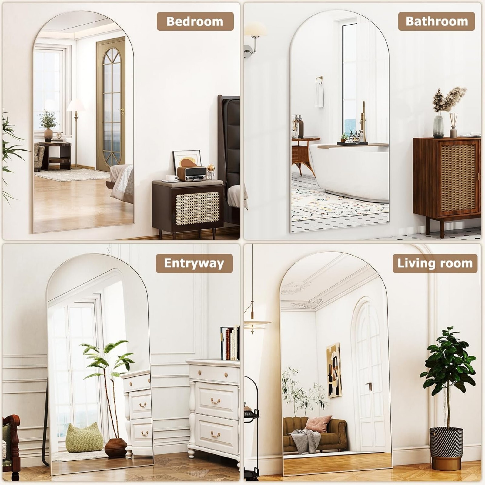 Lumora 24"x68" Full Length Floor Standing Mirror, Sliver