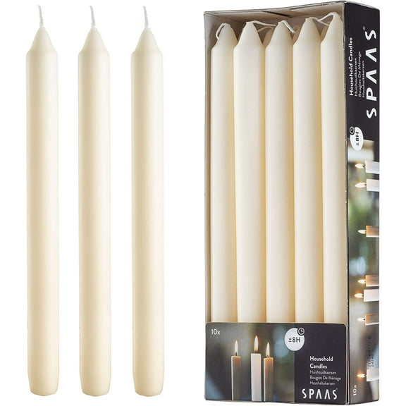 Rambue 9.5" Ivory Candlesticks, Set of 10 Ivory Candles for Home Decoration, Holidays and Weddings, 8 Hour Burn Time