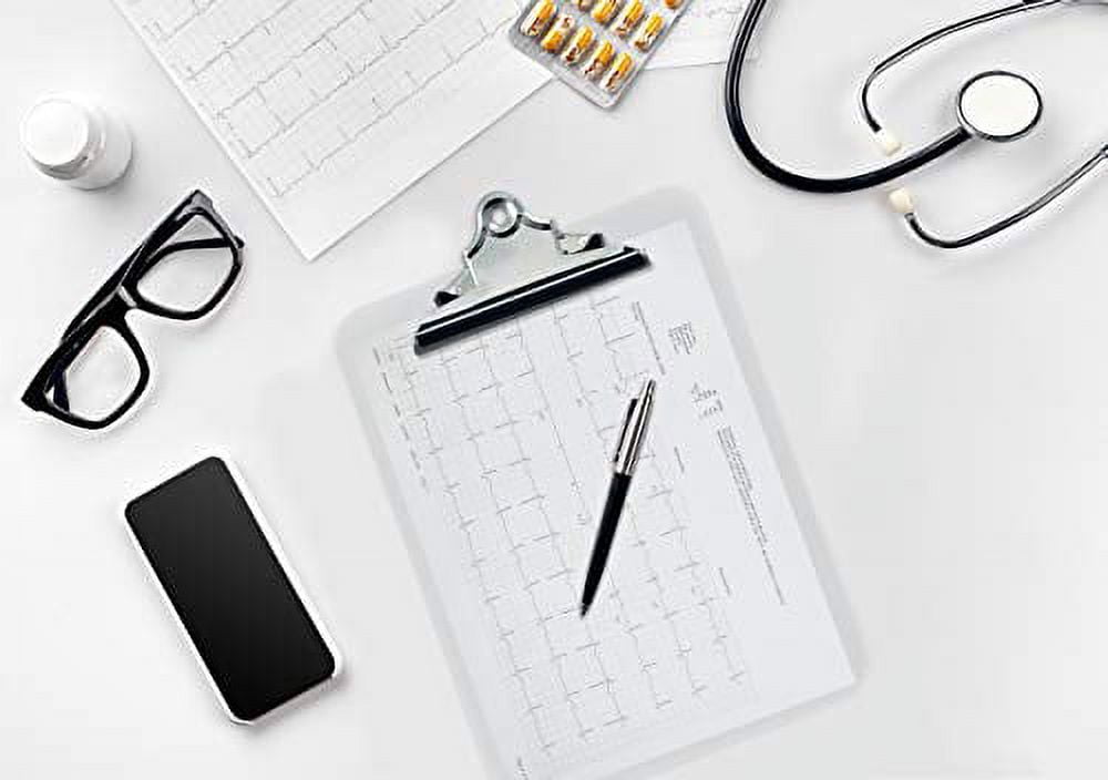 Clear Plastic Clipboards, 12 Pack, Durable, 12.5 x 9 Inch, Standard Metal Clip, by Better Office Products, Transparent, See-Through Clear, Set of 12