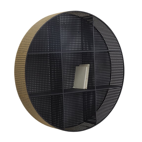 DecMode 32" x 6" Round 2-Tier Black Wall Shelf