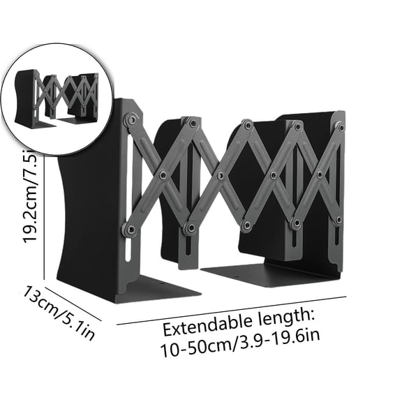 Retractable Metal Book Stand, Folding Desktop Display Shelf, Adjustable Iron Bookcase for Home Office