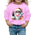 thumbnail image 3 of PMVFHDE Chandail à Capuchon et Chandails en Molleton pour Filles Imprimé Col Rond Manches Longues Chandail Décontracté Doux Mode Vacances pour Enfants Rose, 8-9 Ans, 3 of 5