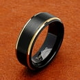 thumbnail image 2 of Black Tungsten Rings for Men Wedding Band Gold Step Edge Size 6-16 (Tungsten, 6), 2 of 4