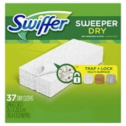 Swiffer Sweeper Dry Sweeping Pad Multi Surface Refills for Dusters Floor Mop, Unscented, 37 Count