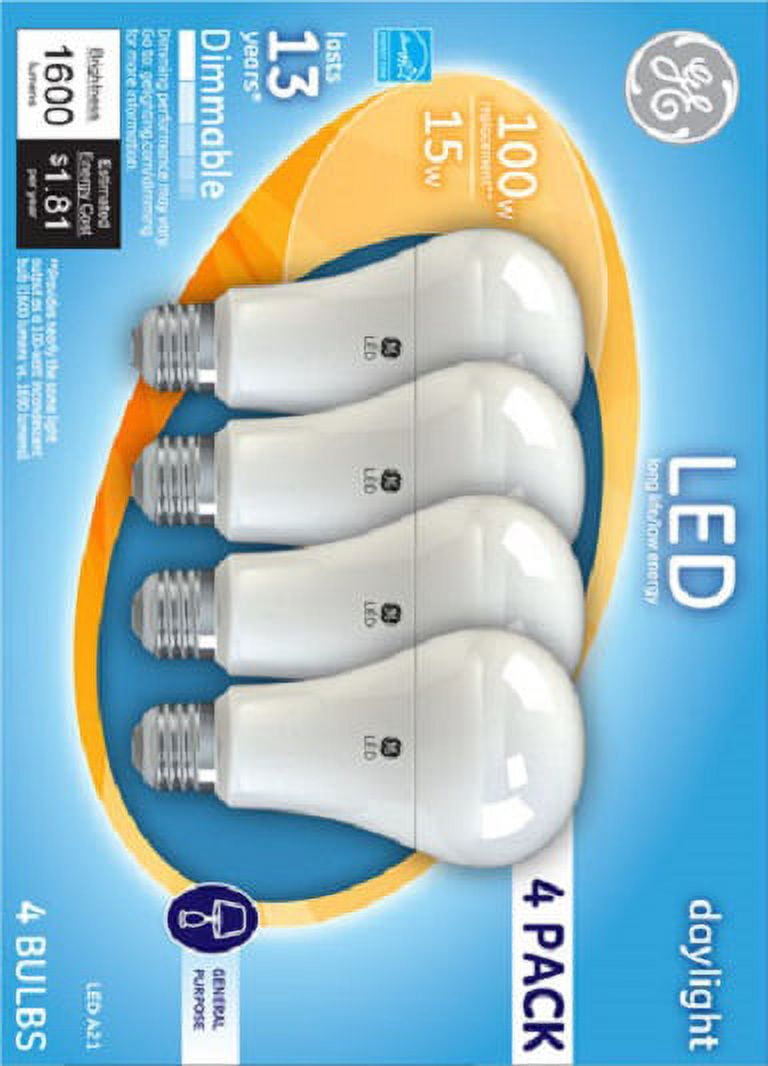 GE LED 17W Daylight A21 General Purpose Dimmable 4pk