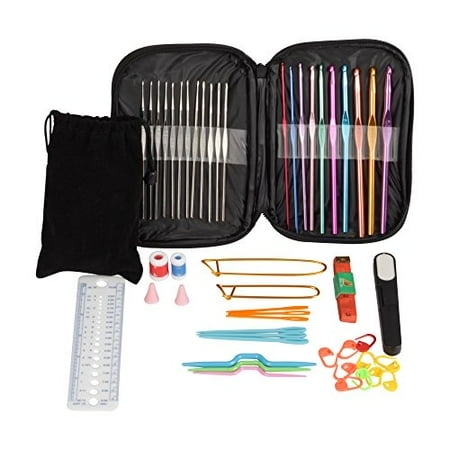Knit Gauge - Crochet Hooks Yarn Knitting Needles Sewing Tools 51pcs Full Set Knit Gauge Scissors Stitch Holders