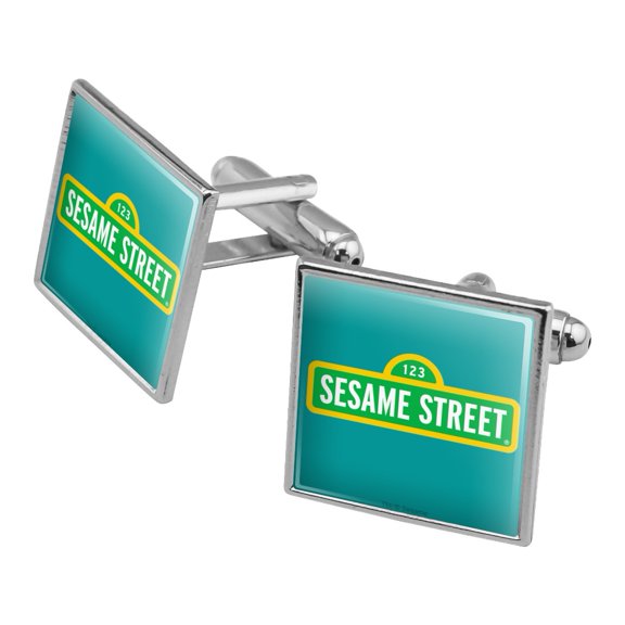 Sesame Street Logo Square Cufflink Set - Silver or Gold
