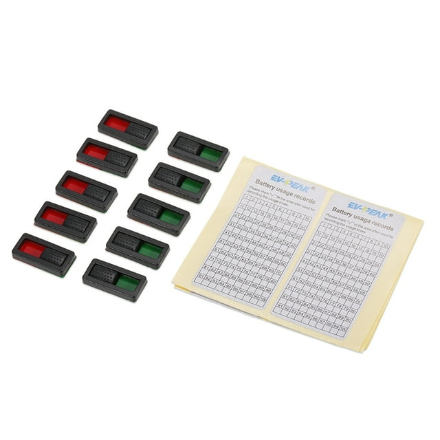 -PEAK Bouton de Marqueur de Batterie, Autocollant de Marqueur de Batterie 10 Pcs Affichage de Puissance Indicateur Autocollant Batterie Réutilisable Batterie Batterie Réutilisable Marqueur de Batterie Réutilisable