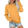 thumbnail image 2 of Women's Solid Color Crewneck Sweatshirt, Casual Long Sleeve Pullover Top with Front Pockets, Comfortable No Hood Streetwear for Daily Wear, Home and Outdoor Activities Orange S, 2 of 5