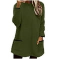 thumbnail image 2 of Xdegoge Fuzzy Fleece Long Sweatshirt for Women Thick Sherpa Crew Neck Long Sleeve Tops with Pocket Casual Loose Pullover Loungewear 2025 Winter Warm Outfits, 2 of 5