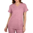thumbnail image 3 of Scrub Tops for Woman - Soft Stretch, V-Neck Top Scrubs with Pockets, Easy Care for Women Pink M, 3 of 4
