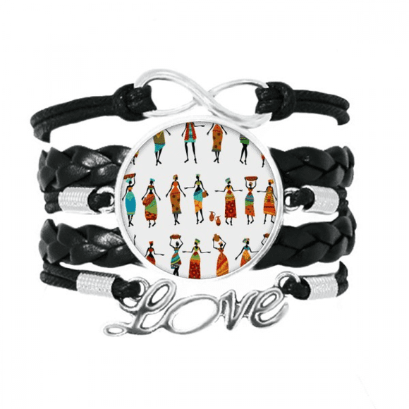Women LadyTotems African Dresses Bracelet Love Accessory Twisted Leather Knitting Rope Wristband