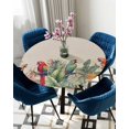 thumbnail image 5 of nqOlkjepod Summer Botanical Round Tablecloth, Fitted Table Cover with Elastic for 55"-60" Round Tables, Rustic Tropical Plants Birds Table Cloth Outdoor Indoor Dinning Party Waterproof Tablecloths, 5 of 6