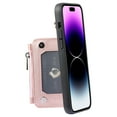 thumbnail image 2 of Crossbody Wallet Case for iPhone 14 Pro Max with Card Slot Holder, Magnetic Flip Folio Purse Case, PU Leather Zipper Handbag with Detachable Lanyard Strap & Shoulder Strap, Rosegold, 2 of 9