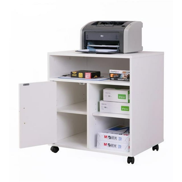 Basicwise QI003556.W 26 x 23.75 x 19.75 in. Printer Kitchen Office Storage Stand with Casters, White