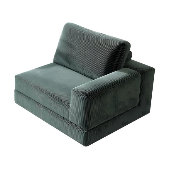 Modular Sectional Sofa, Single-seater Lazy Sofa Floor Chair, Left Armrest Cloud Couch, Sectional Couches for Living Room, Bedroom and Apartment, Green