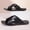 black, variant on Men Black Crisscross Genuine Leather Slide Sandals Minimalist Flat Hand-Stitched Casual Slippers