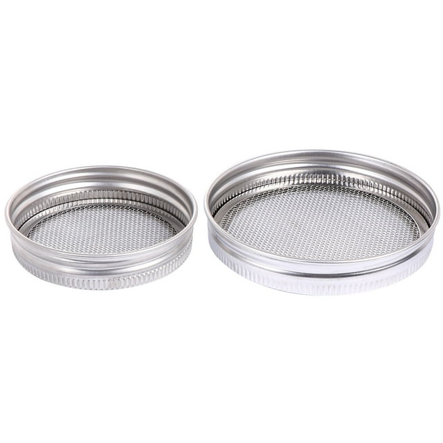 2 Sets Stainless Steel Sprouting Screen Sprouting Lids for Wide Mouth Mason Jars (86mm Screen Lid and 70mm Screen Lid)
