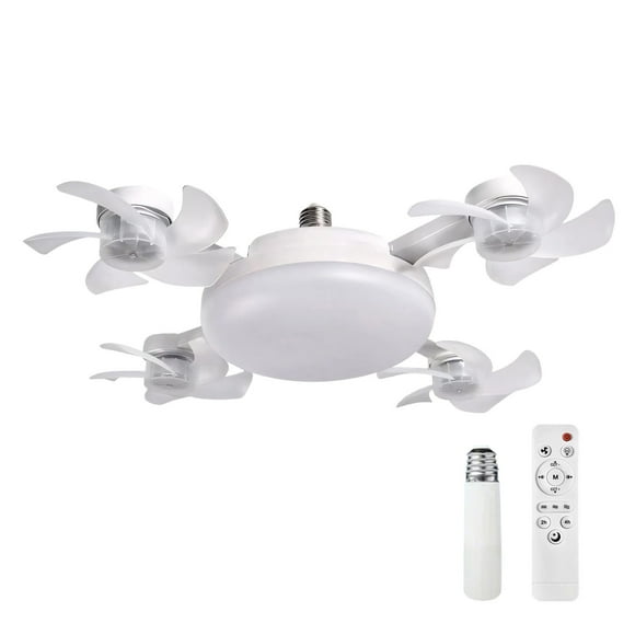 Dvruxg Ventilateurs de Plafond à Prise avec Lumières et Télécommande Ventilateur de Plafond avec Lumière Ventilateur de Plafond à 4 Pales avec Lumière DEL à 3 Couleurs à Intensité Réglable Ultra Silencieux Étanche avec Adaptateur Pliable