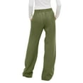 thumbnail image 4 of Womens Travel Pants Solid Colored Cotton And Linen Wide Leg Pants Long Trousers With Buttons And Loose Outer Pockets Elastic High Waist Soft Breathable 2Xl Pants For Women, 4 of 9