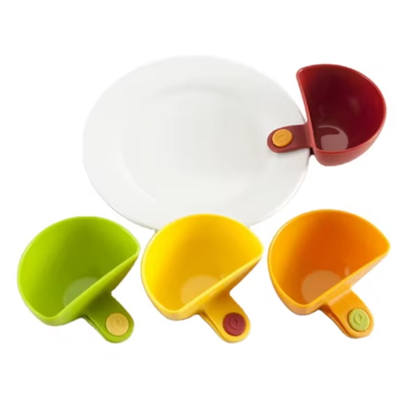 4-Pack Clip-On Dip Bowls for Plates & Bowls – Plastic Dip Clip Sauce Holders for Ketchup, Salsa, Veggies, Vinegar & Snacks, Chip and Dip Serving Set TIKA