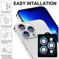 thumbnail image 5 of Dteck for Apple iPhone 15 Pro Max 3D Bling Diamond Ring Les Cover, Shockproof Drop Protection 9H Tempered Glass Camera Cover Metal Ring Case Friendly Scratch Resistant Camera Lens Protector, purple, 5 of 6